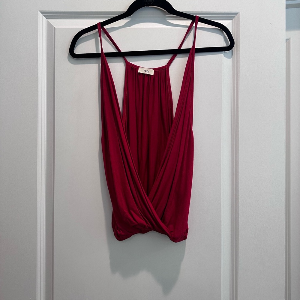 Tobi Deep Red Draped Cami